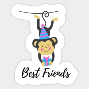 best friends black monkey illustration Sticker